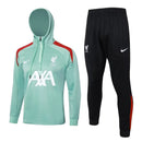 Mens Liverpool Hoodie Sweatshirt + Pants Training Suit Light Green 2024/25