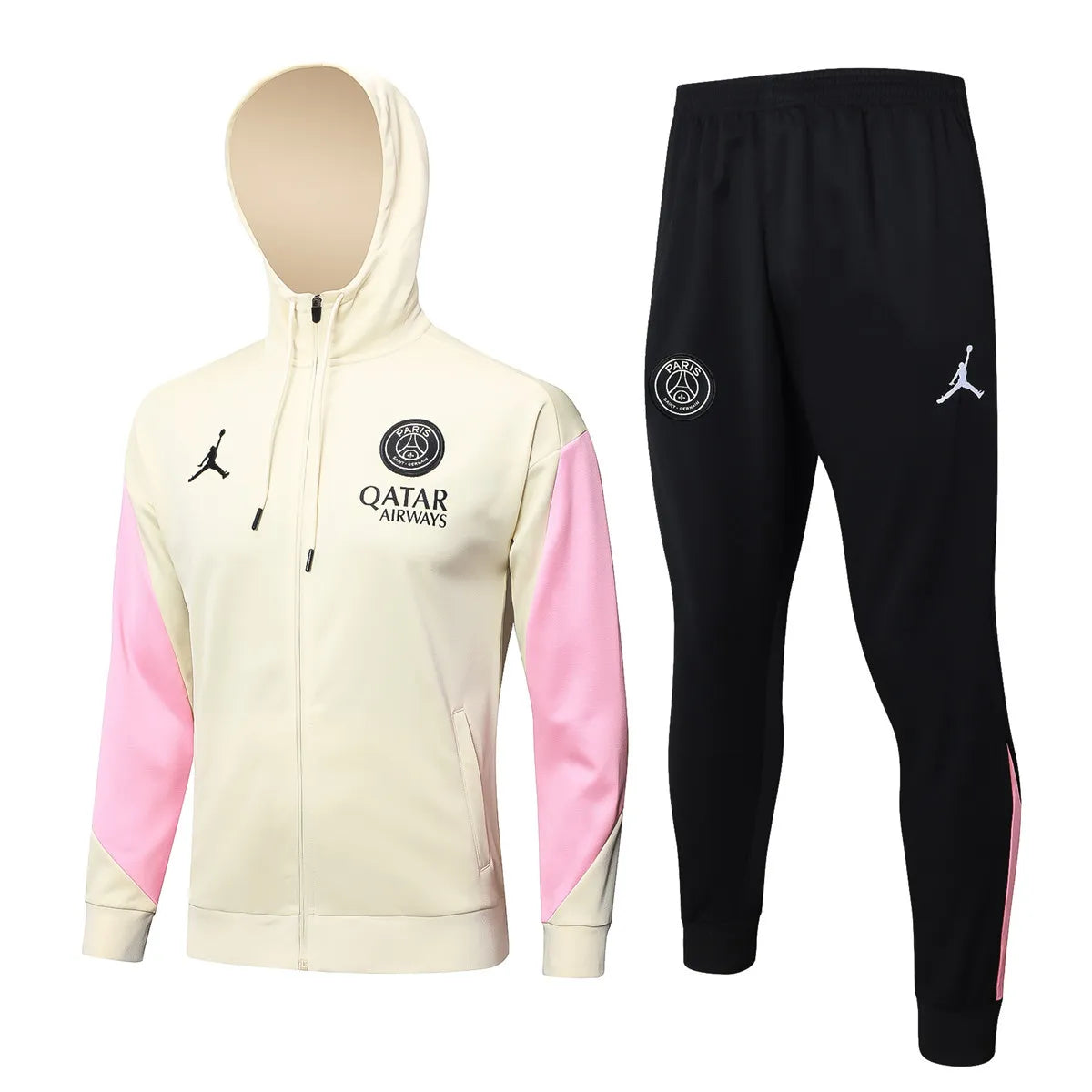 Mens PSG x Jordan Hoodie Jacket + Pants Training Suit Apricot 2024/25