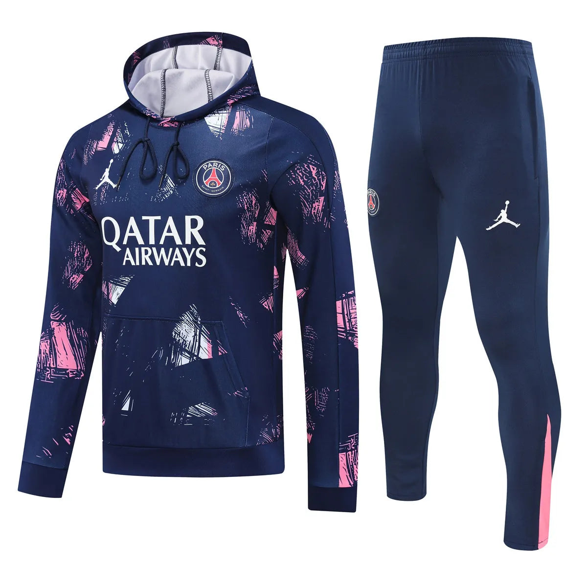 Mens PSG x Jordan Hoodie Sweatshirt + Pants Training Suit Royal Patterns 2024/25