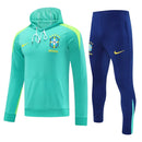 Mens Brazil Hoodie Sweatshirt + Pants Training Suit Green 2025
