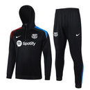 Mens Barcelona Hoodie Sweatshirt + Pants Training Suit Black 2024/25