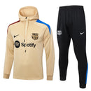 Mens Barcelona Hoodie Sweatshirt + Pants Training Suit Apricot 2024/25