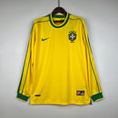 Brazil Retro Home 1998 Long Sleeve Jersey