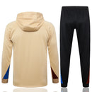 Mens Barcelona Hoodie Sweatshirt + Pants Training Suit Apricot 2024/25
