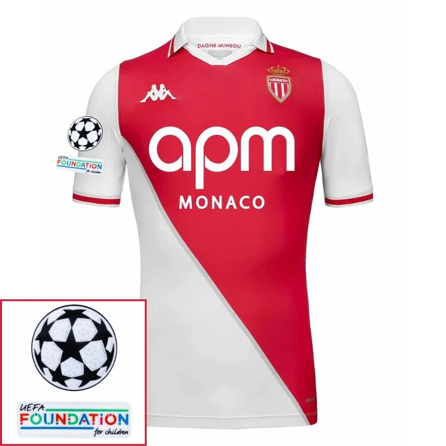 Monaco 2024/25 I Home Fan Jersey - Patchs UCL UEFA Foundation (Official Printing)