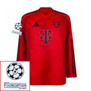 Bayer München 2024/25 I Home Long Sleeve Fan Jersey - Patchs UCL UEFA  Foundation (Official Printing)