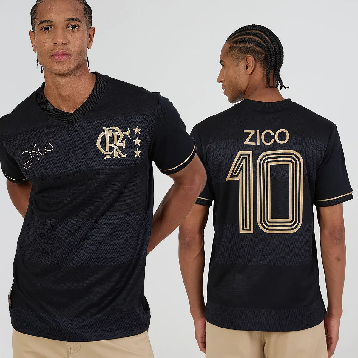 Camisa Flamengo Zico 1981 Preto e Ouro Retrô Masculina - Zico #10