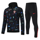 Mens Portugal Hoodie Sweatshirt + Pants Training Suit Black II 2025