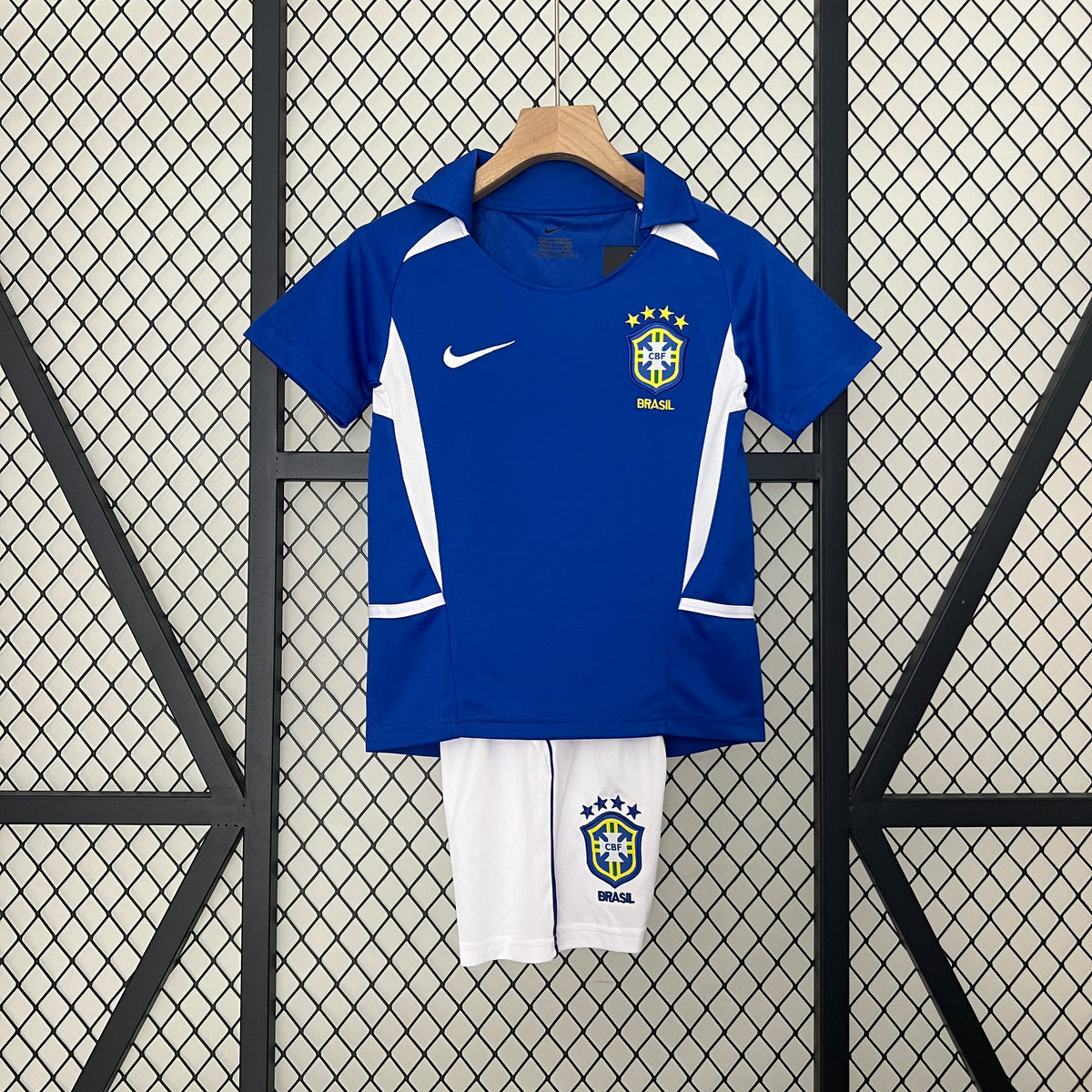 Brazil Away Retro Kids Kit 2002