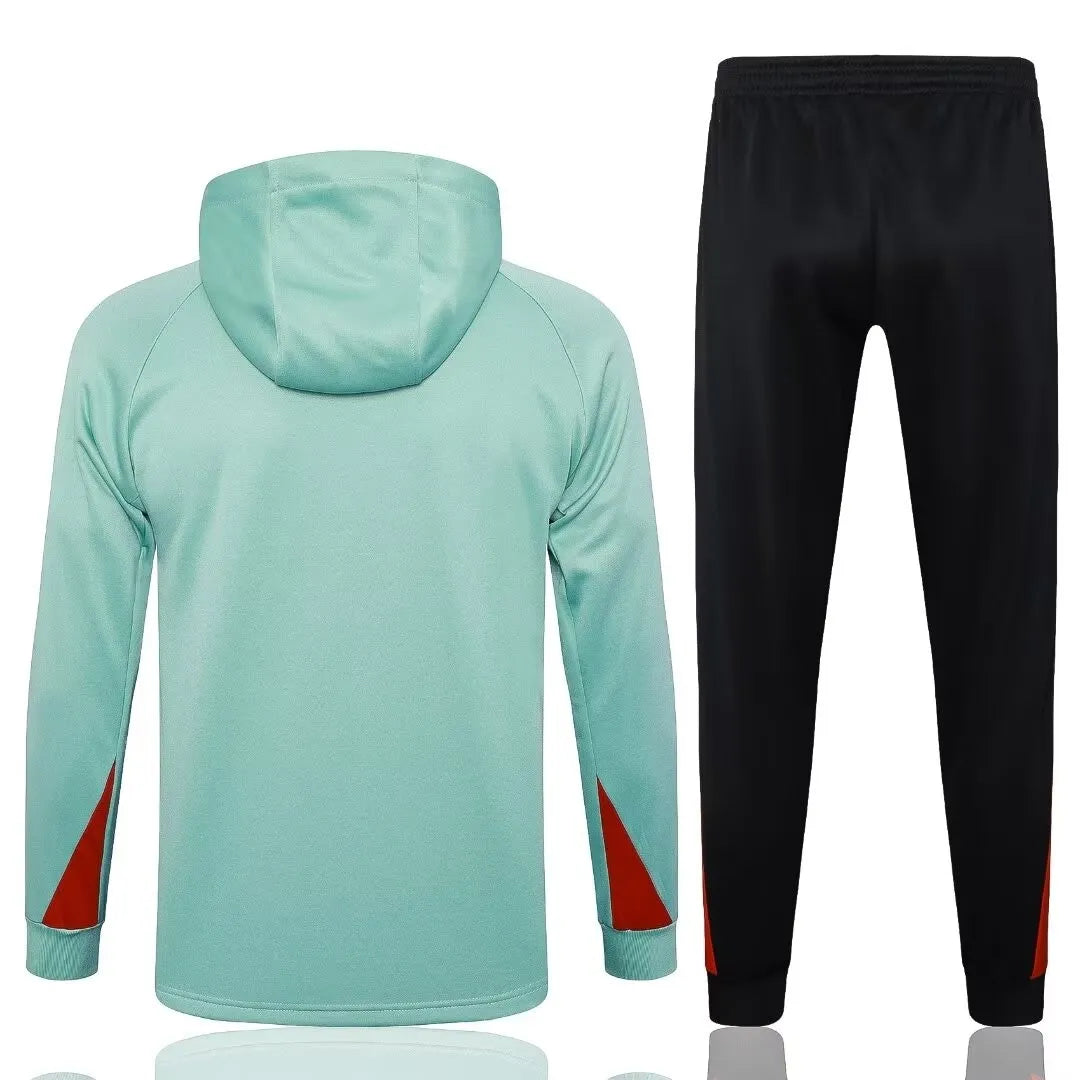 Mens Liverpool Hoodie Sweatshirt + Pants Training Suit Light Green 2024/25