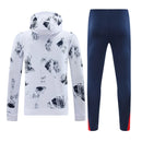 Mens PSG Hoodie Sweatshirt + Pants Training Suit White Patterns 2024/25