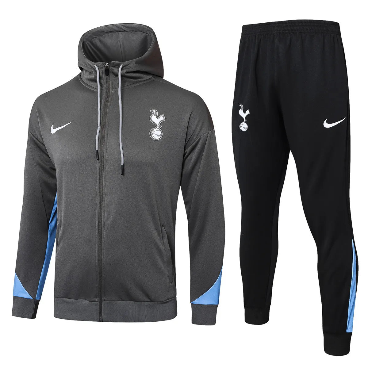 Mens Tottenham Hotspur Hoodie Jacket + Pants Training Suit Grey 2024/25