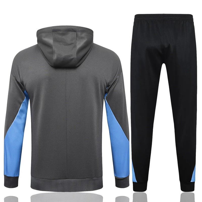 Mens Tottenham Hotspur Hoodie Jacket + Pants Training Suit Grey 2024/25