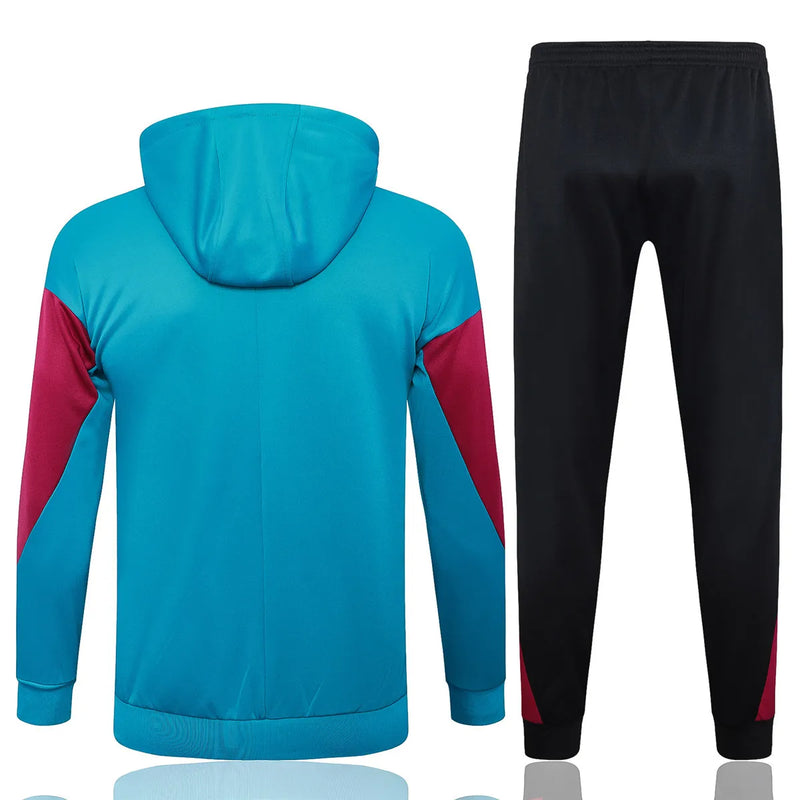Mens PSG Hoodie Jacket + Pants Training Suit Blue-ish Green 2024/25