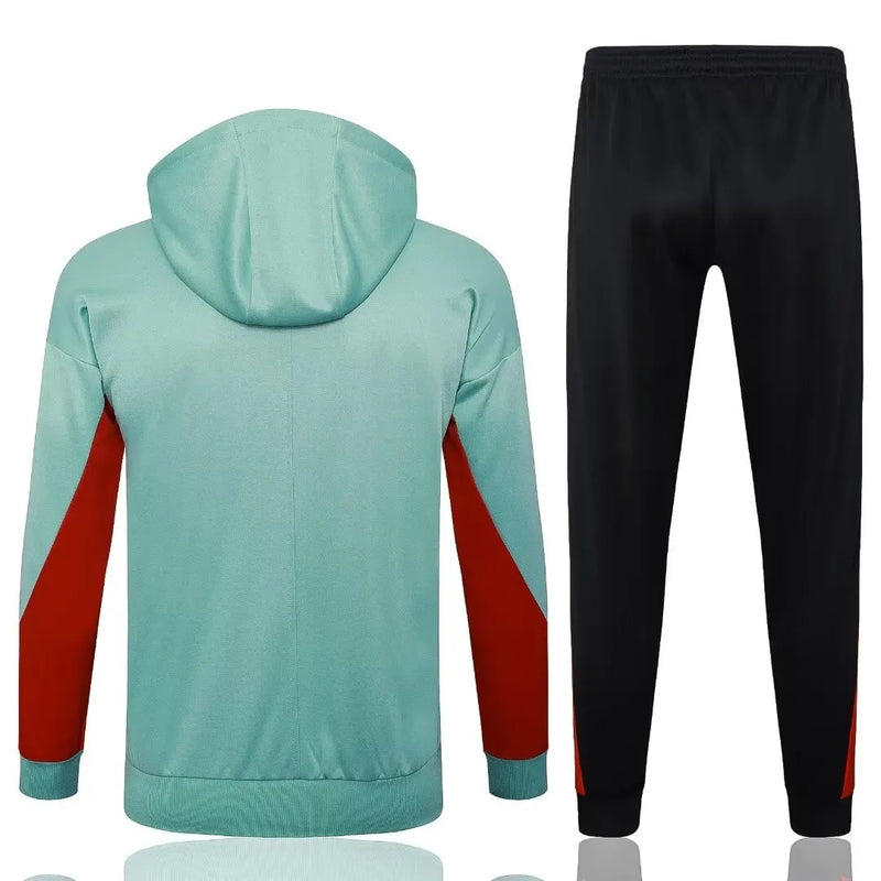 Mens Liverpool Hoodie Jacket + Pants Training Suit Light Green 2024/25