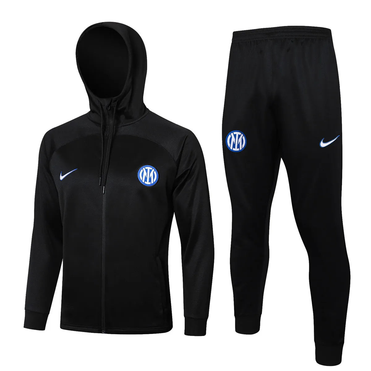 Mens Inter Milan Hoodie Jacket + Pants Training Suit Black 2024/25