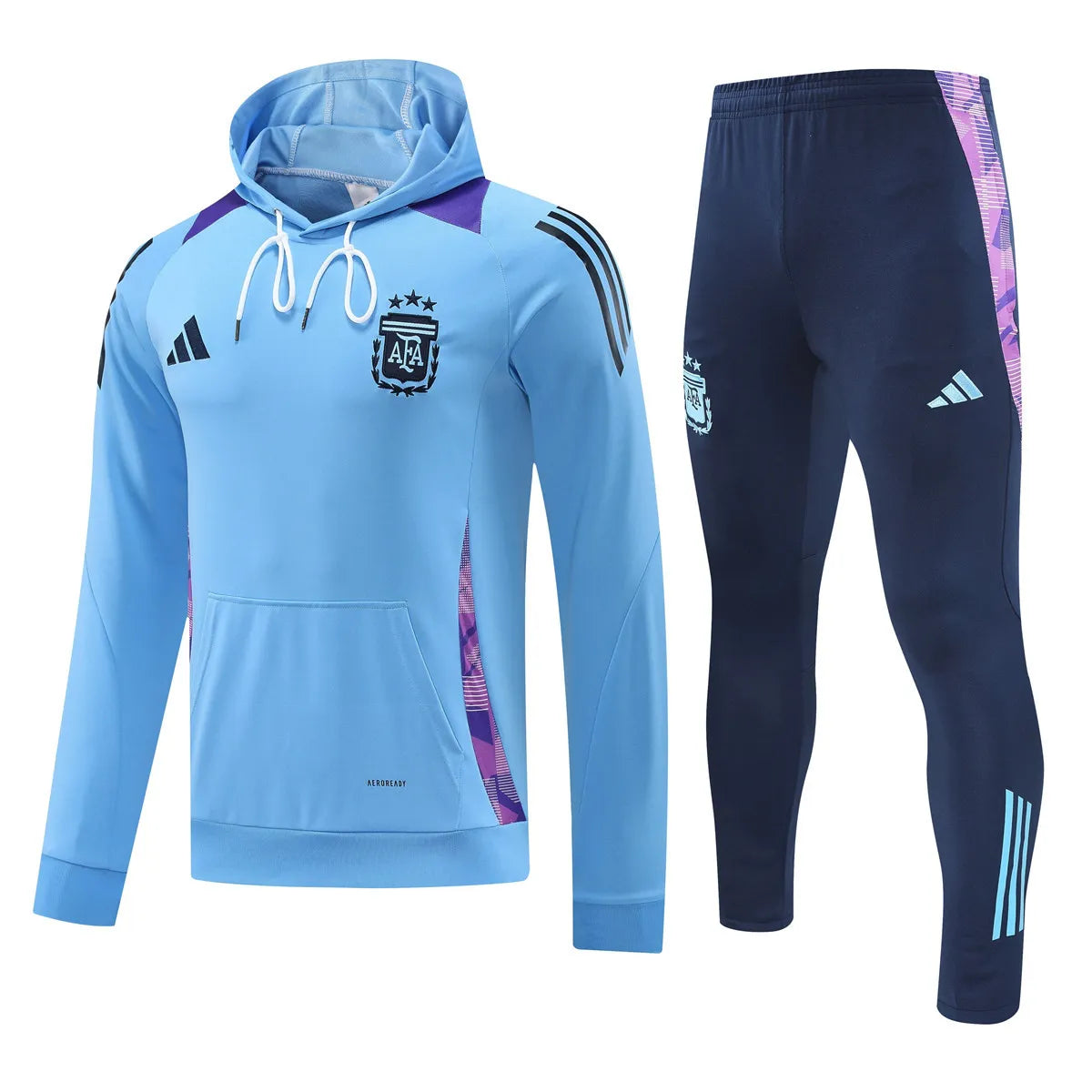 Mens Argentina Hoodie Sweatshirt + Pants Training Suit Light Blue 2024/25