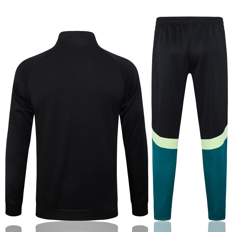 Mens Manchester United Jacket + Pants Training Suit Green - Black 2024/25