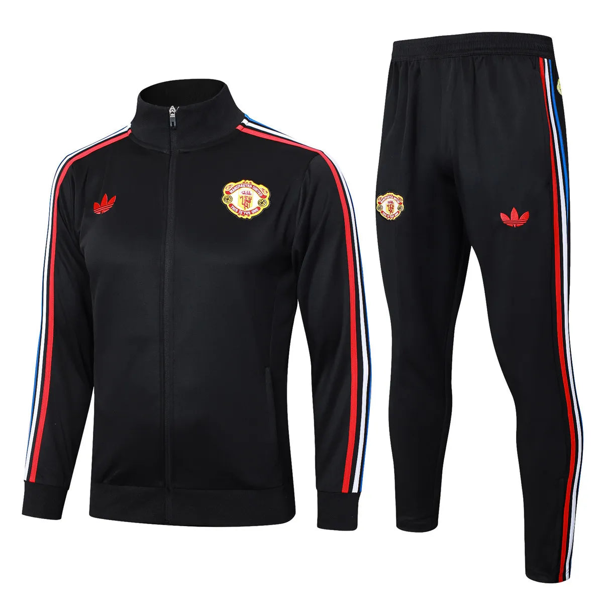 Mens Manchester United Jacket + Pants Training Suit Black 2024/25