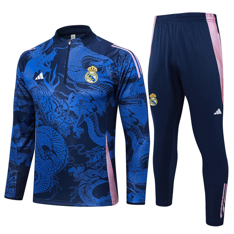 Mens Real Madrid Training Suit Blue Dragon 2024/25