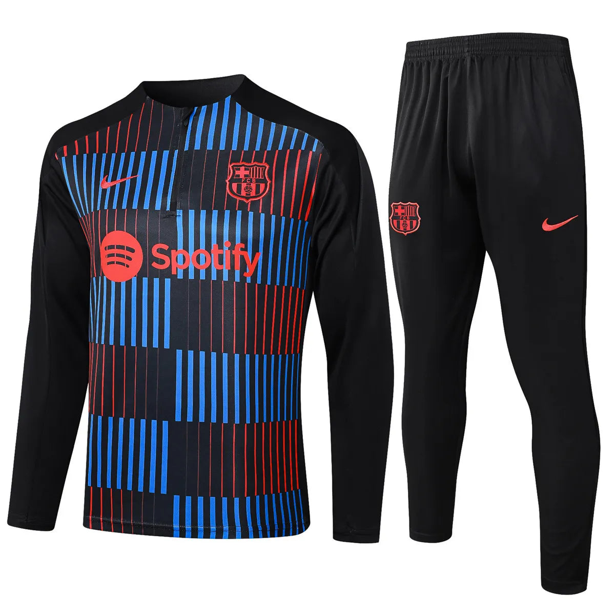Mens Barcelona Training Suit Black Vertical Stripes 2024/25