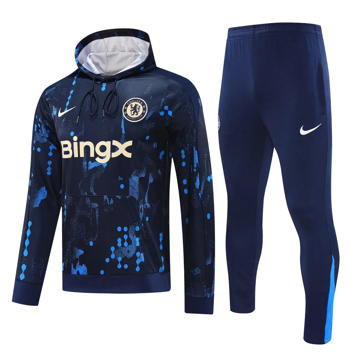 Mens Chelsea Hoodie Sweatshirt + Pants Training Suit Royal Patterns 2024/25