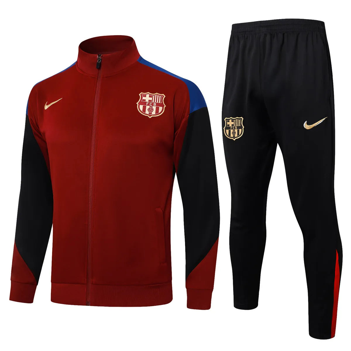Mens Barcelona Jacket + Pants Training Suit Burgundy 2024/25