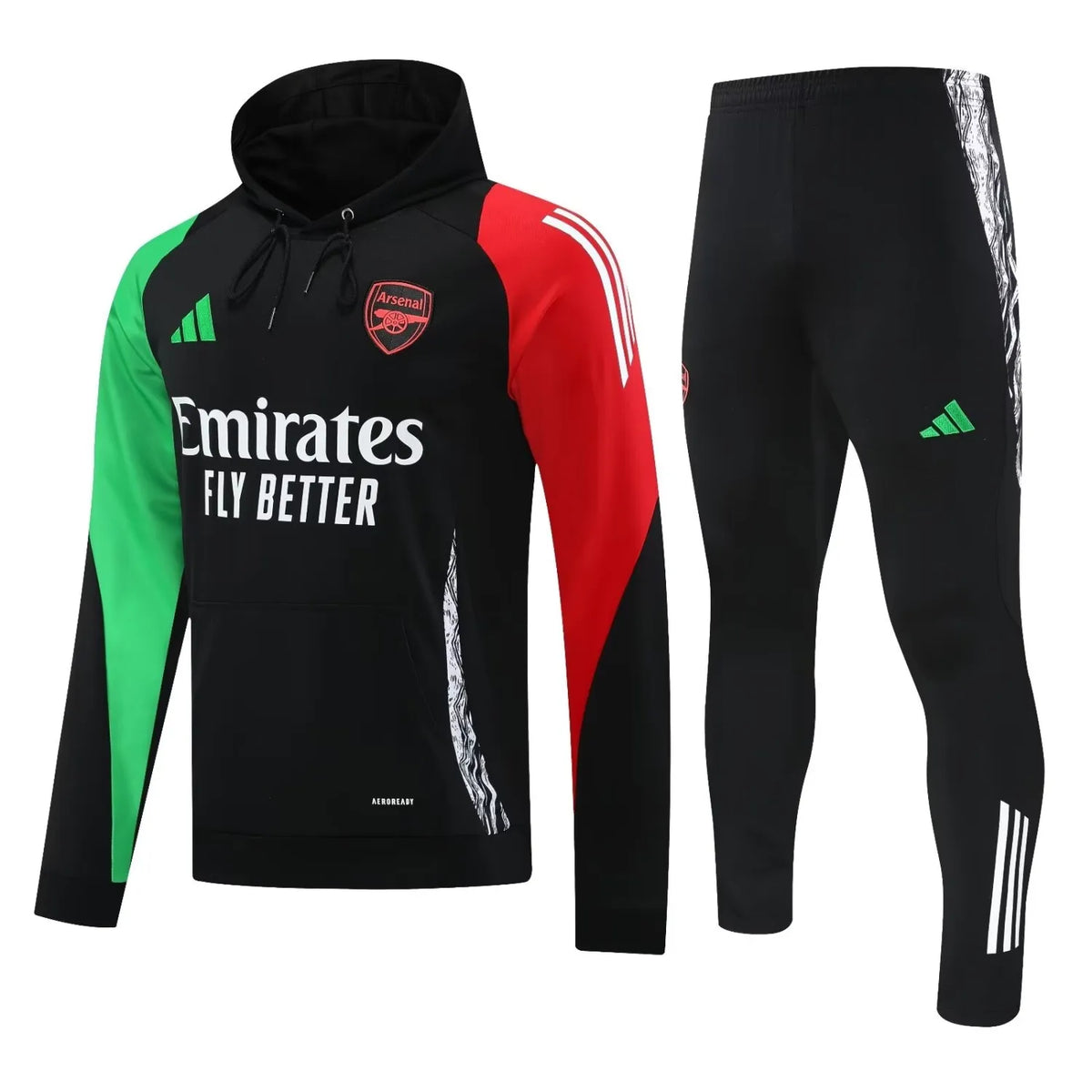 Mens Arsenal Hoodie Sweatshirt + Pants Training Suit Black 2024/25