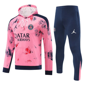 Mens PSG x Jordan Hoodie Sweatshirt + Pants Training Suit Pink Patterns 2024/25