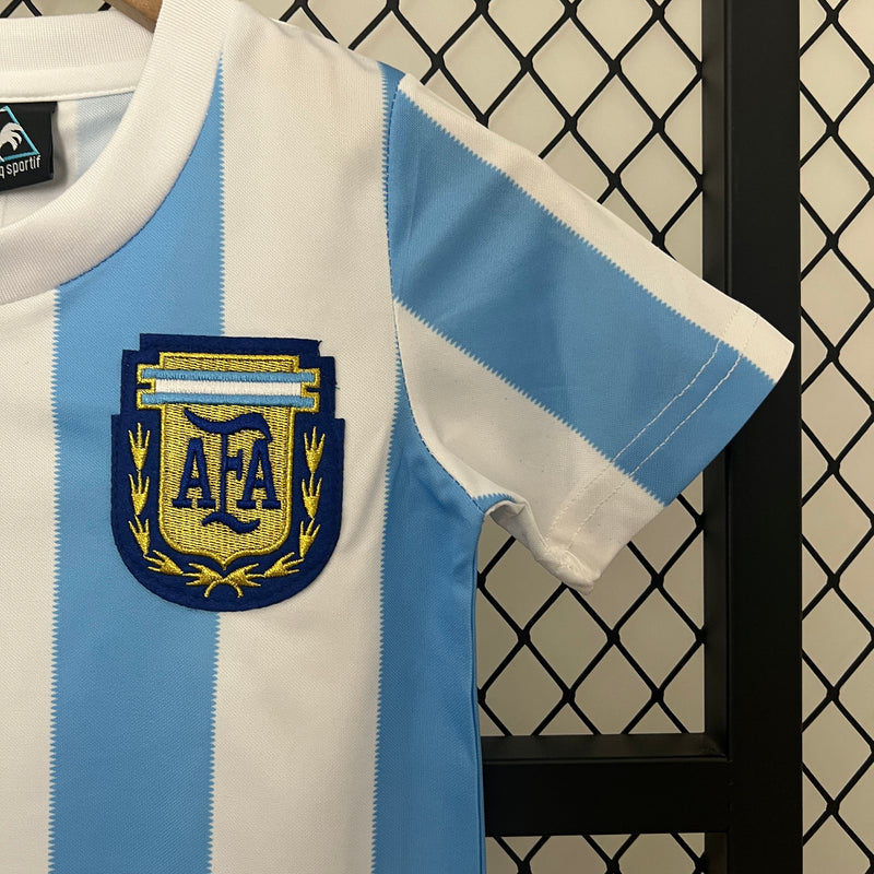 Argentina Home Retro 1986 Kids Kit - Le Coq Sportifit