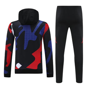 Mens Manchester United Hoodie Sweatshirt + Pants Training Suit Black II 2024/25