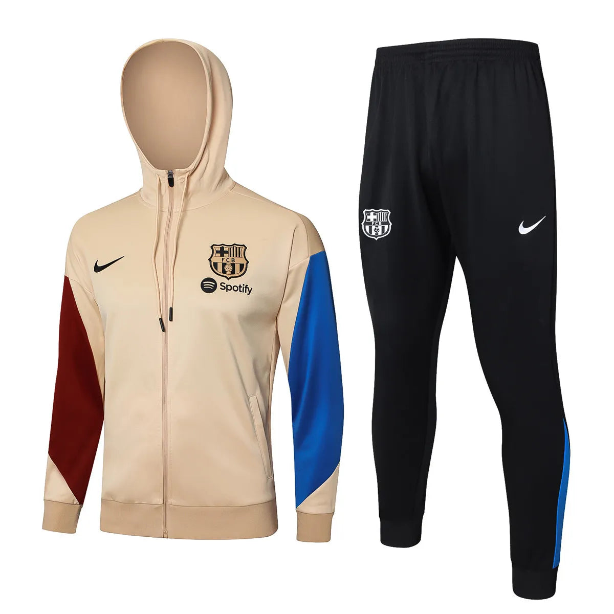 Mens Barcelona Hoodie Jacket + Pants Training Suit Gold 2024/25