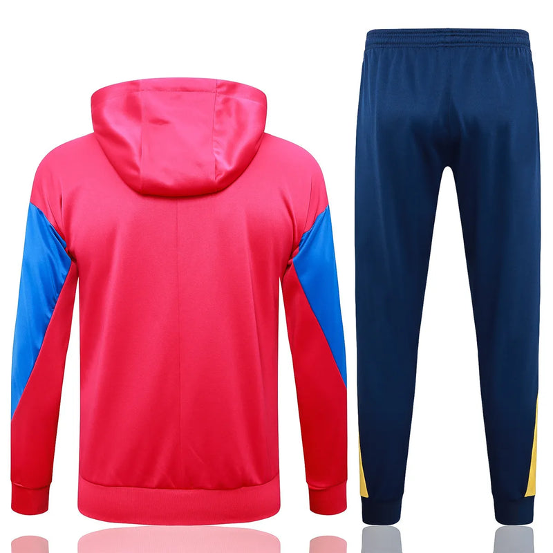 Mens Barcelona Hoodie Jacket + Pants Training Suit Red 2024/25