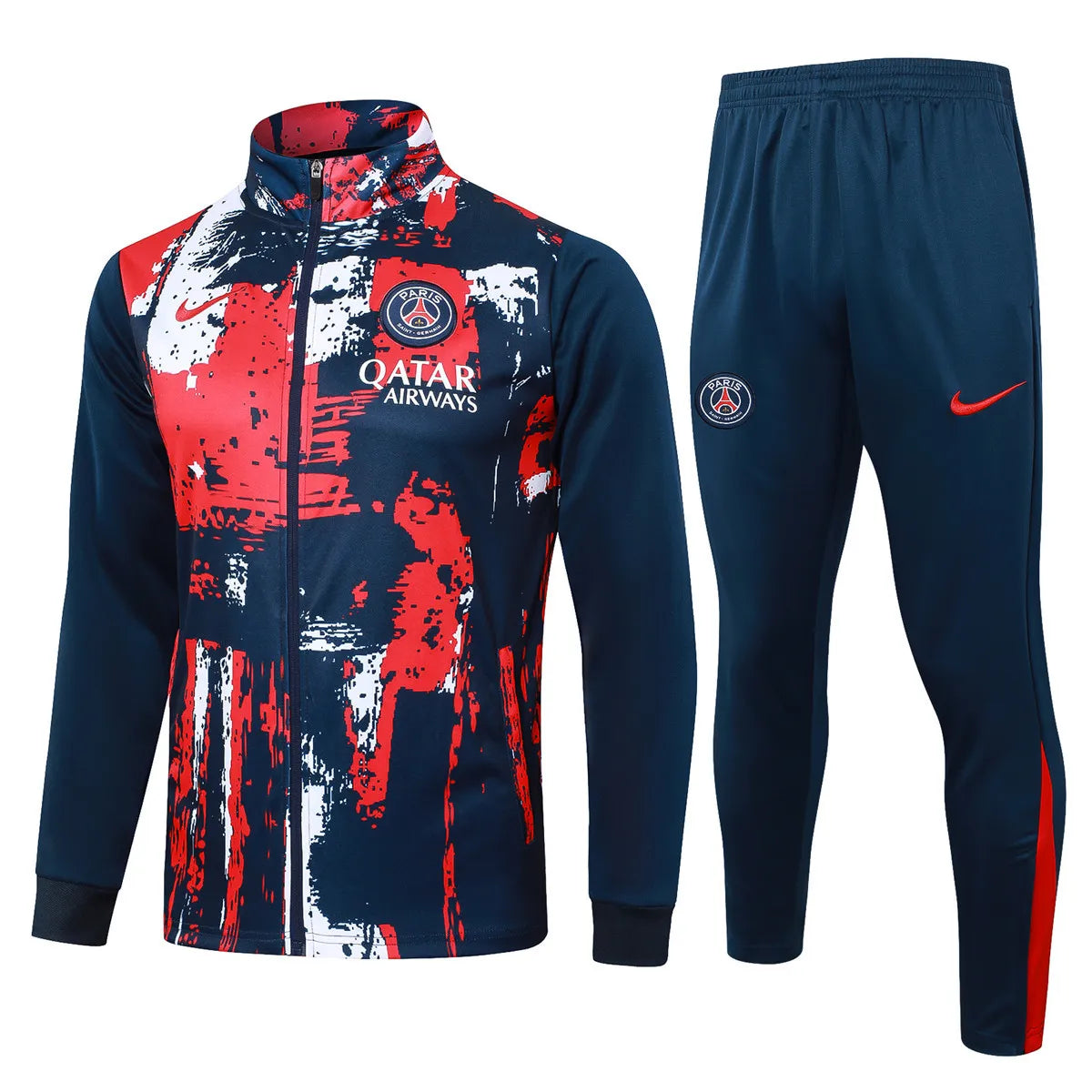 Mens PSG Jacket + Pants Training Suit Red / Blue 2024/25