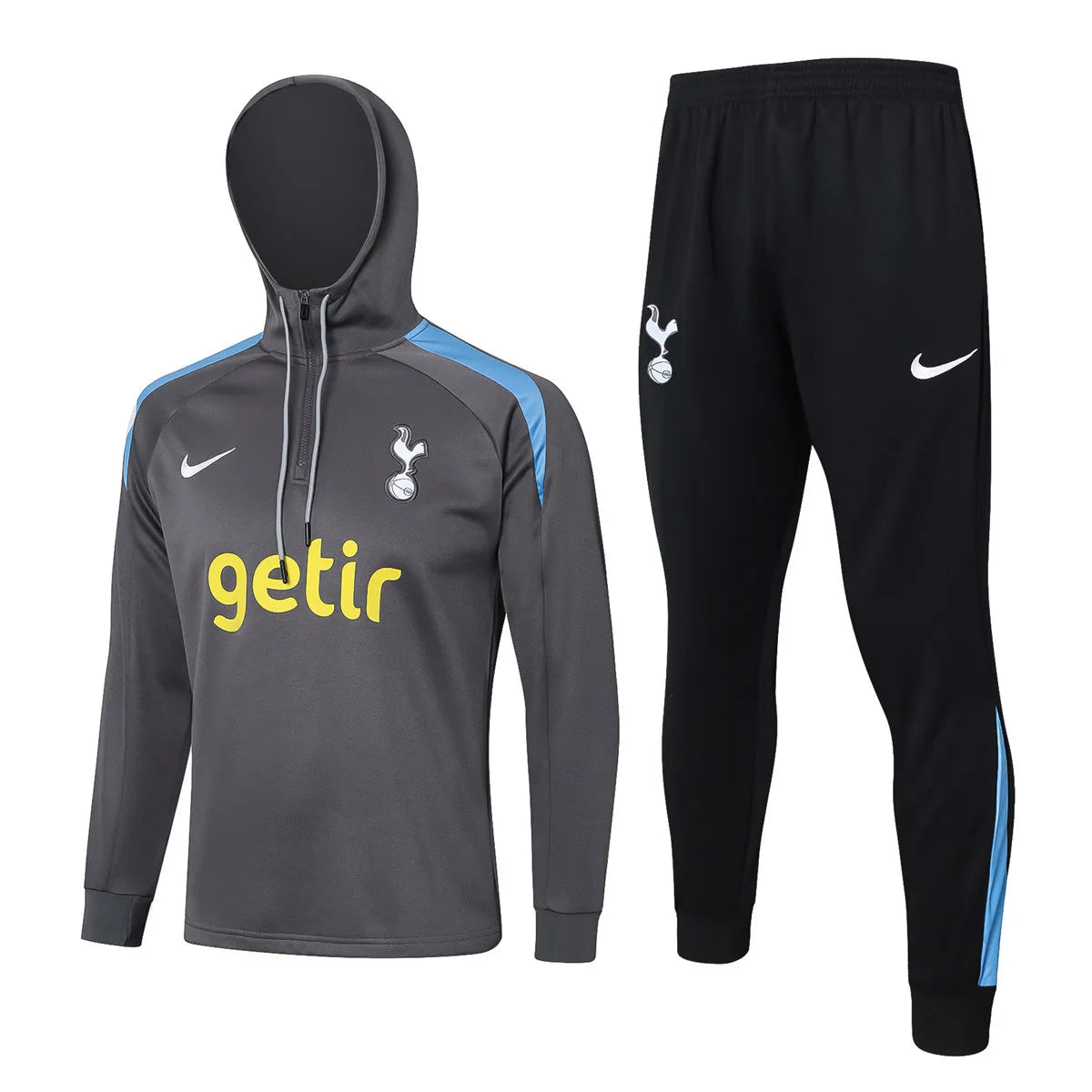 Mens Tottenham Hotspur Hoodie Sweatshirt + Pants Training Suit Dark Grey 2024/25