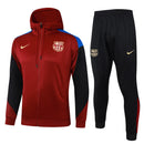 Mens Barcelona Hoodie Jacket + Pants Training Suit Burgundy 2024/25