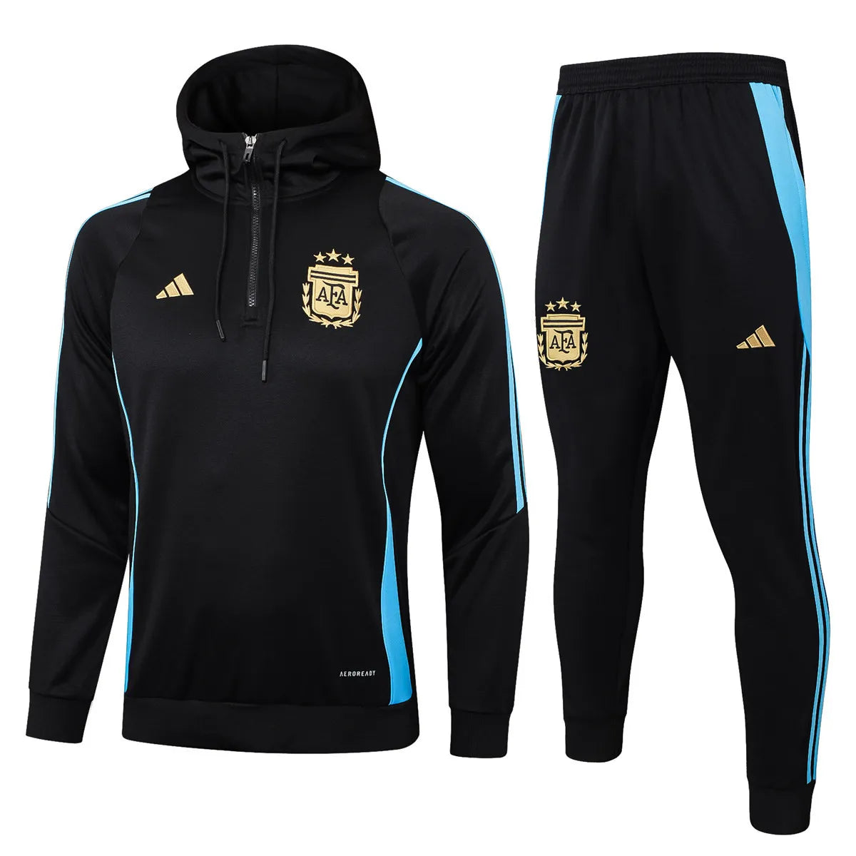 Mens Argentina Hoodie Sweatshirt + Pants Training Suit Black 2024
