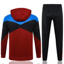 Mens Barcelona Hoodie Jacket + Pants Training Suit Burgundy 2024/25