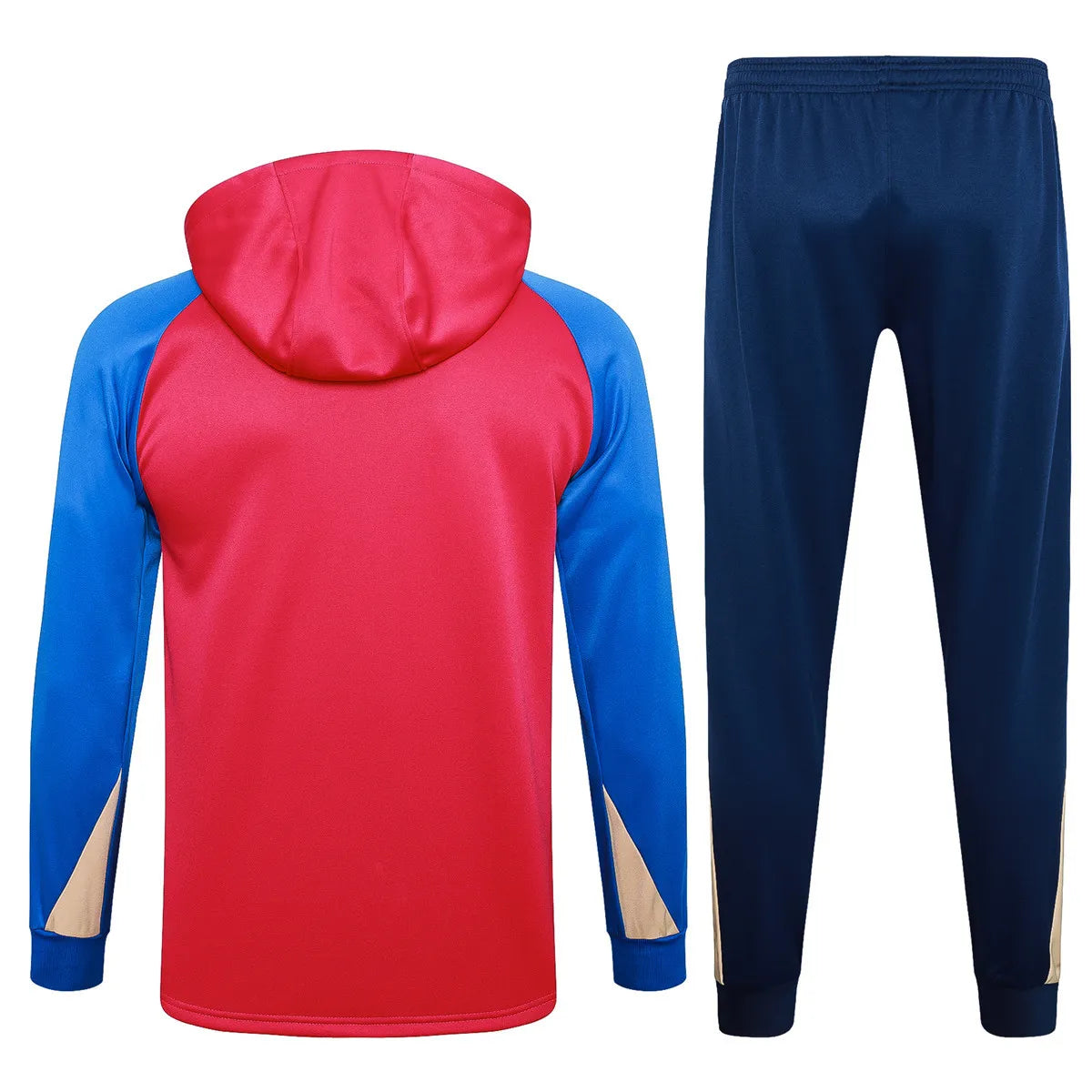 Mens Barcelona Hoodie Sweatshirt + Pants Training Suit Red-Blue 2024/25