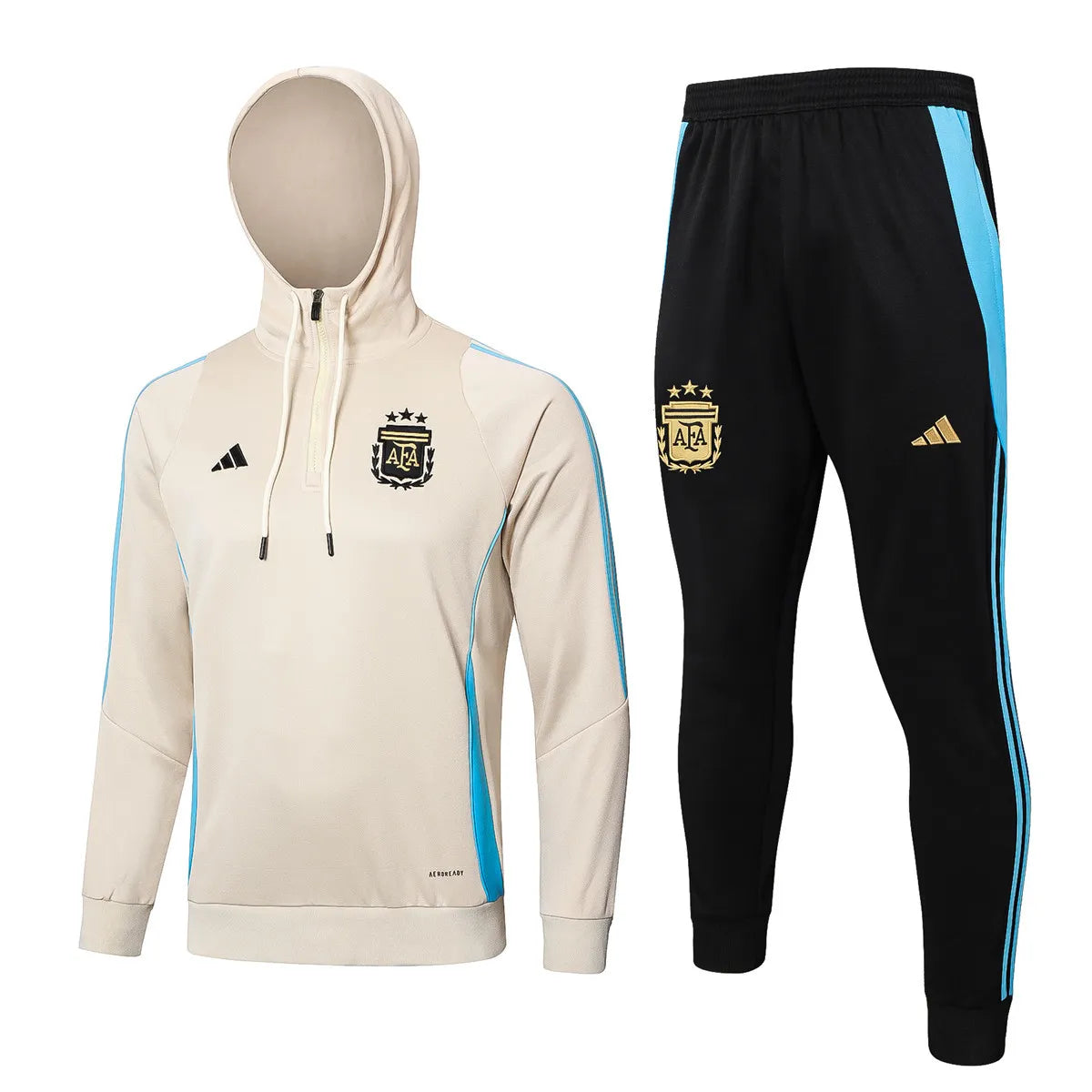 Mens Argentina Hoodie Sweatshirt + Pants Training Suit Cream 2024