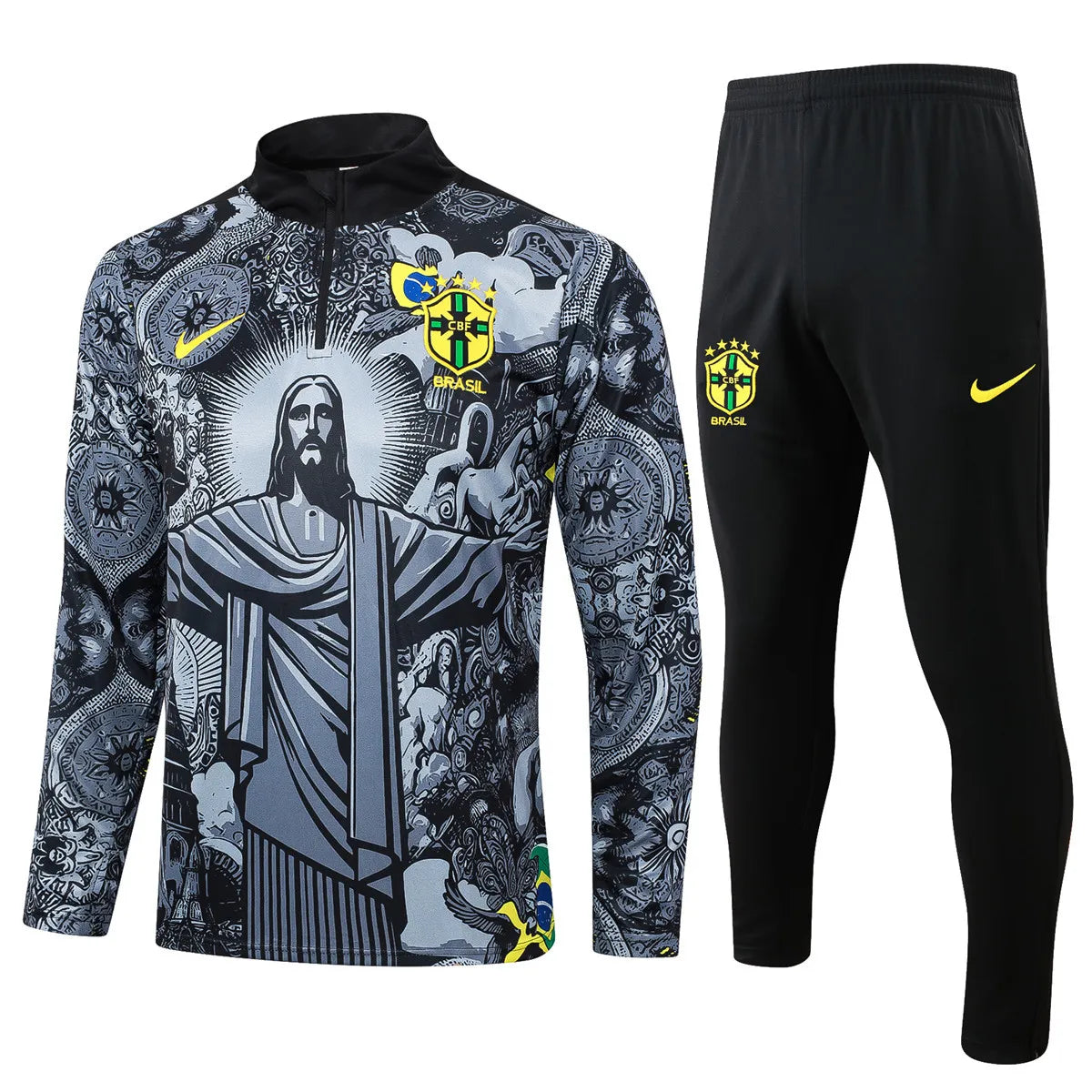 Mens Brazil Training Suit Black Jesus 2024