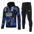 Mens Inter Milan Hoodie Sweatshirt + Pants Training Suit Black - Blue 2024/25