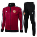Mens Manchester United Jacket + Pants Training Suit Burgundy 2024/25