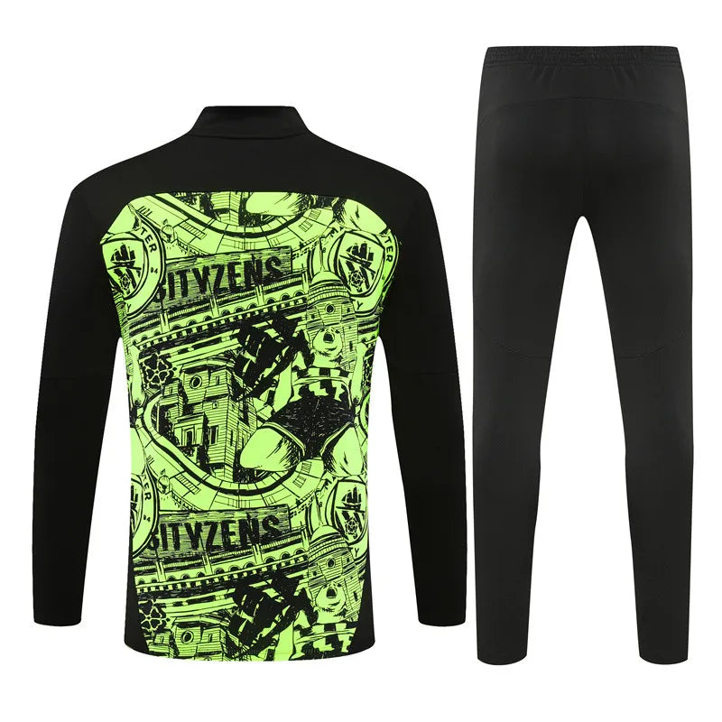 Mens Manchester City Training Suit Green - Black 2024/25