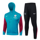 Mens PSG Hoodie Jacket + Pants Training Suit Blue-ish Green 2024/25