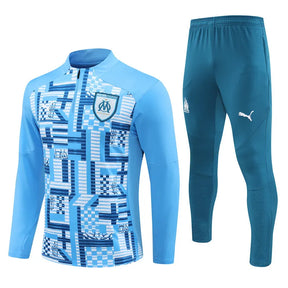 Mens Olympique Marseille Training Suit Blue Pattern 2024/25