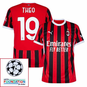 AC Milan 2024/25 I Home THEO #19 - Patchs UCL UEFA  Foundation (Official Printing)