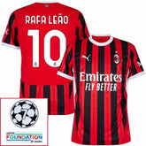 AC Milan 2024/25 I Home RAFA LEAO #10- Patchs UCL UEFA  Foundation (Official Printing)