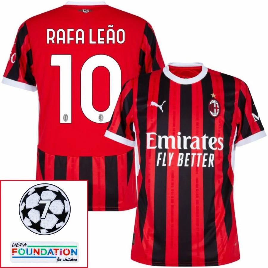 AC Milan 2024/25 I Home RAFA LEAO #10- Patchs UCL UEFA  Foundation (Official Printing)