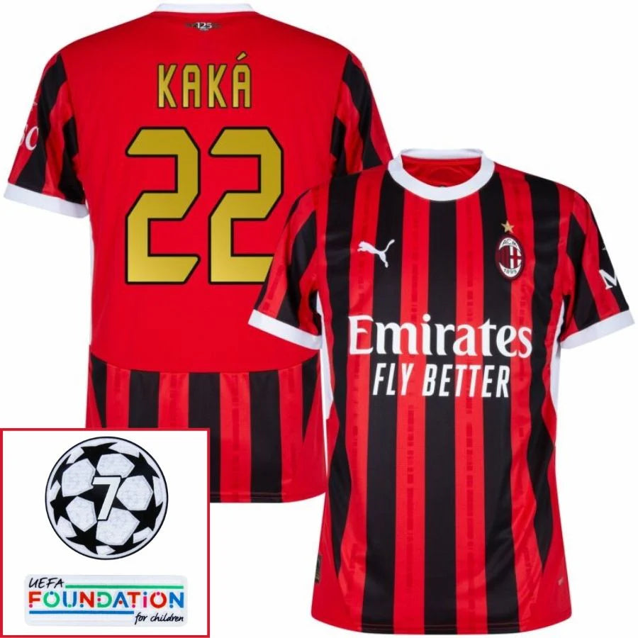 AC Milan 2024/25 I Home KAKA #22 - Patchs UCL UEFA  Foundation (Official Printing)